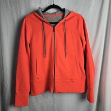 Lole Hoodie Full Zip Jacket Activewear Orange Women's Large Cotton Blend 