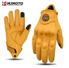 MJMOTO Leder Motorradhandschuhe Retro Motorra...
