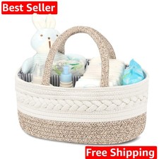 Diaper Caddy Organizer for Baby, Cotton Rope Baby Gift Basket, Portable Diape...