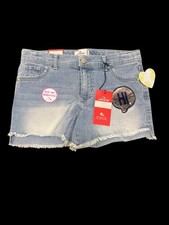 NWT Jordache Flip Sequin Hi/Bye Girls Sequin Denim Shorts Lightwash Waist 16