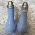 Vintage Jeannette Blue Delphite Milk Glass Salt & Pepper Shakers Euclid Coffee