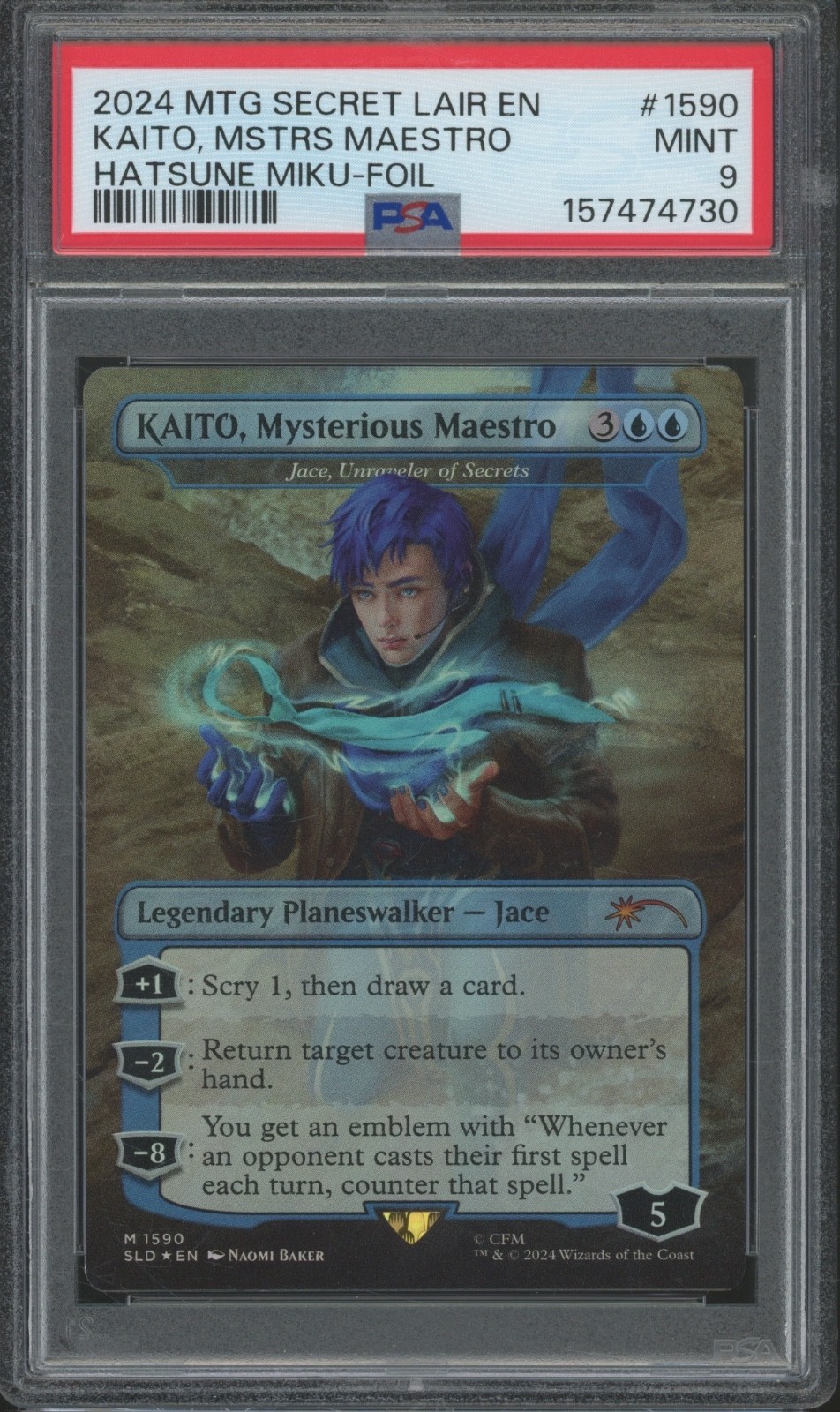 2024 Magic The Gathering Secret Foil #1590 Kaito Mysterious Maestro Mint PSA 9