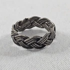 Vintage 925 Mexico Signed Sterling Silver Celtic Weave Rope Ring Size 8.25 READ⬇
