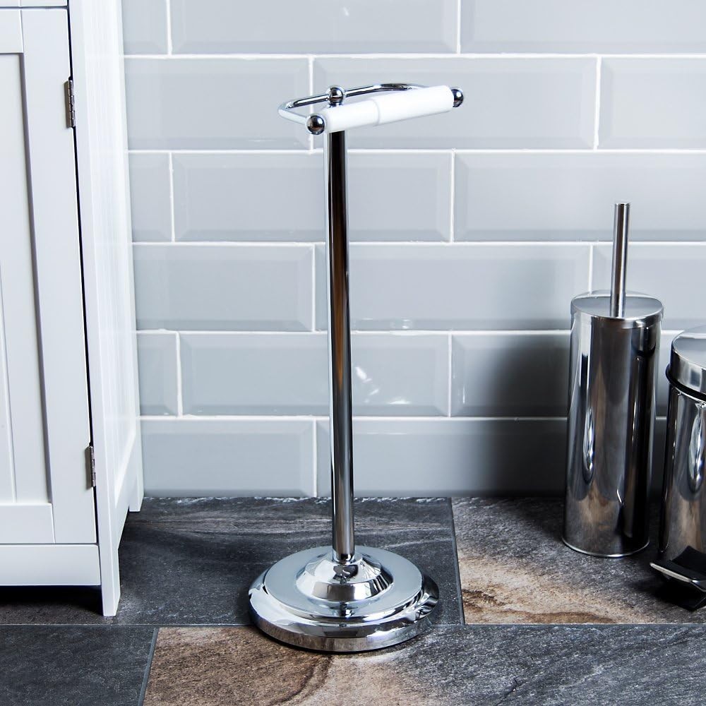 Bath Vida Toilet Roll Holder Floor Standing Finish Chrome