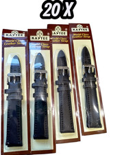20X blackHigh-Quality Two-Piece Soft Leather Watch Band Straps 18mm job lot