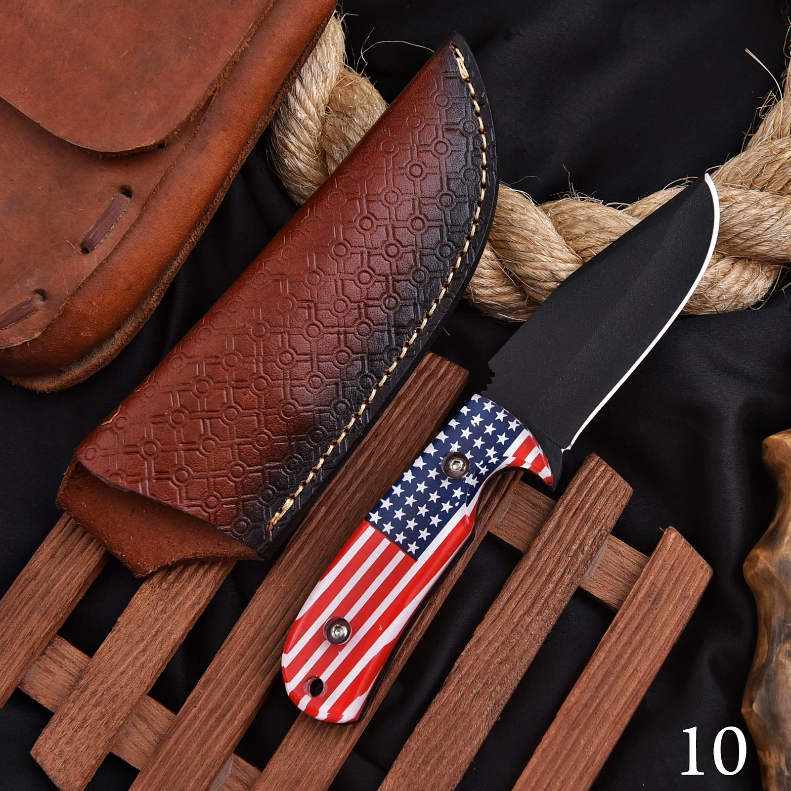 Handmade 9" High Carbon Steel Sharp Hunting Knife | Full Tang | Leather Sheath
