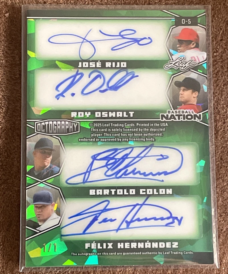 Leaf Baseball Nation 2025 #O-5 Gooden, Saberhagen, Stewart Octography Auto 1/1🔥 Foto 2 de 3