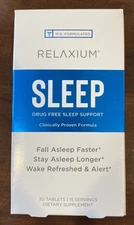 Relaxium Natural Sleep Aid Non-Habit Forming 30 Tablets Exp 3/27