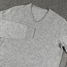 J Crew Sweater Mens Medium Gray 100 Cashmere V Neck Knit Pullover H2505