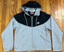 VTG 80s-90s Nike Gray Black Full Zip Thin Windbreaker Jacket Womens Large USA