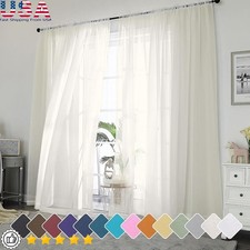 Sheer Polyester Curtains Living Room Bedroom Privacy Filter Light New