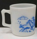 Vintage Hazel-Atlas Milk Glass Mug/Cup - Blue Hopalong Cassidy Western — photo 4