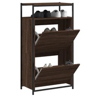 Schuhschrank Braun Eichen-Optik 60X34X112 Cm Holzwerkstoff