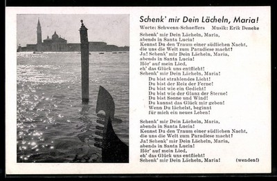 Postcard marching song, give me your smile, Maria 