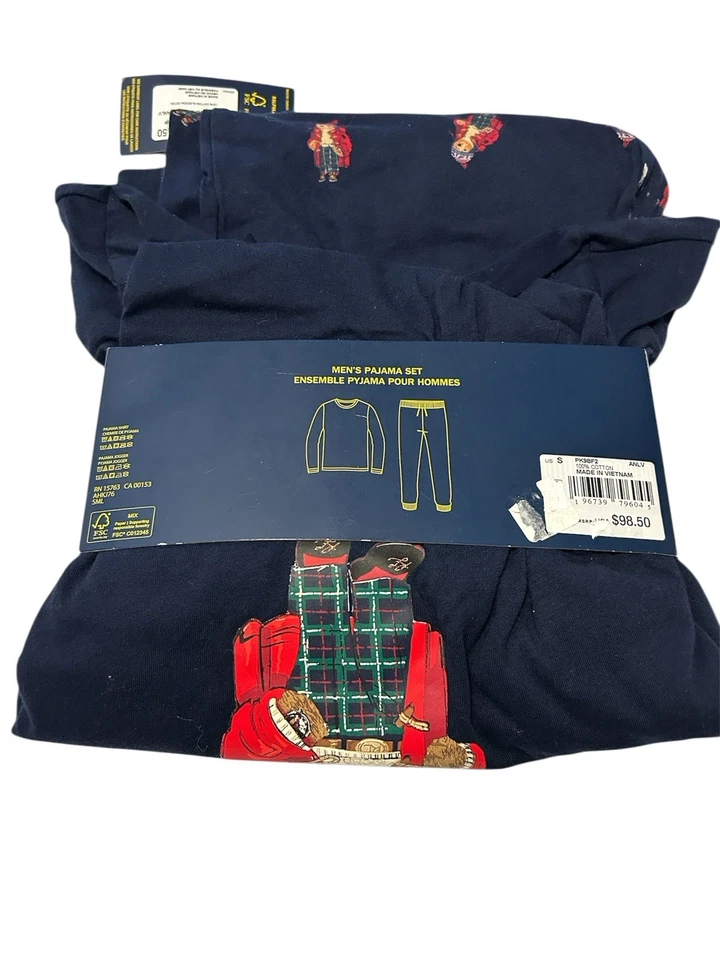 Мужской пижамный комплект Polo Ralph Lauren темно-синий медведь поло - Изображение 2 из 4