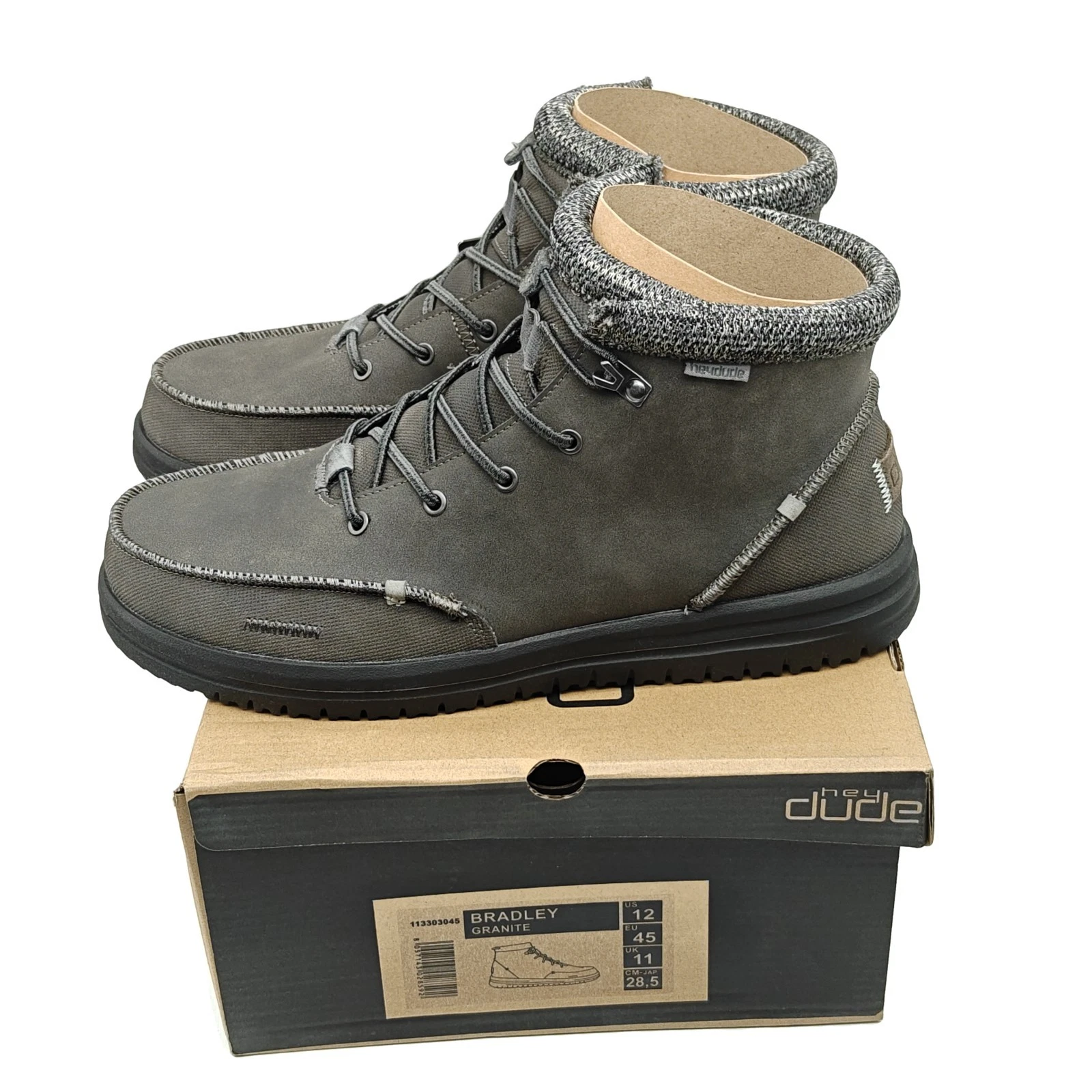 Hey Dude Bradley Boot Granite Grey Ankle High Shoe Men Size 12
Opens in a new window or tab
