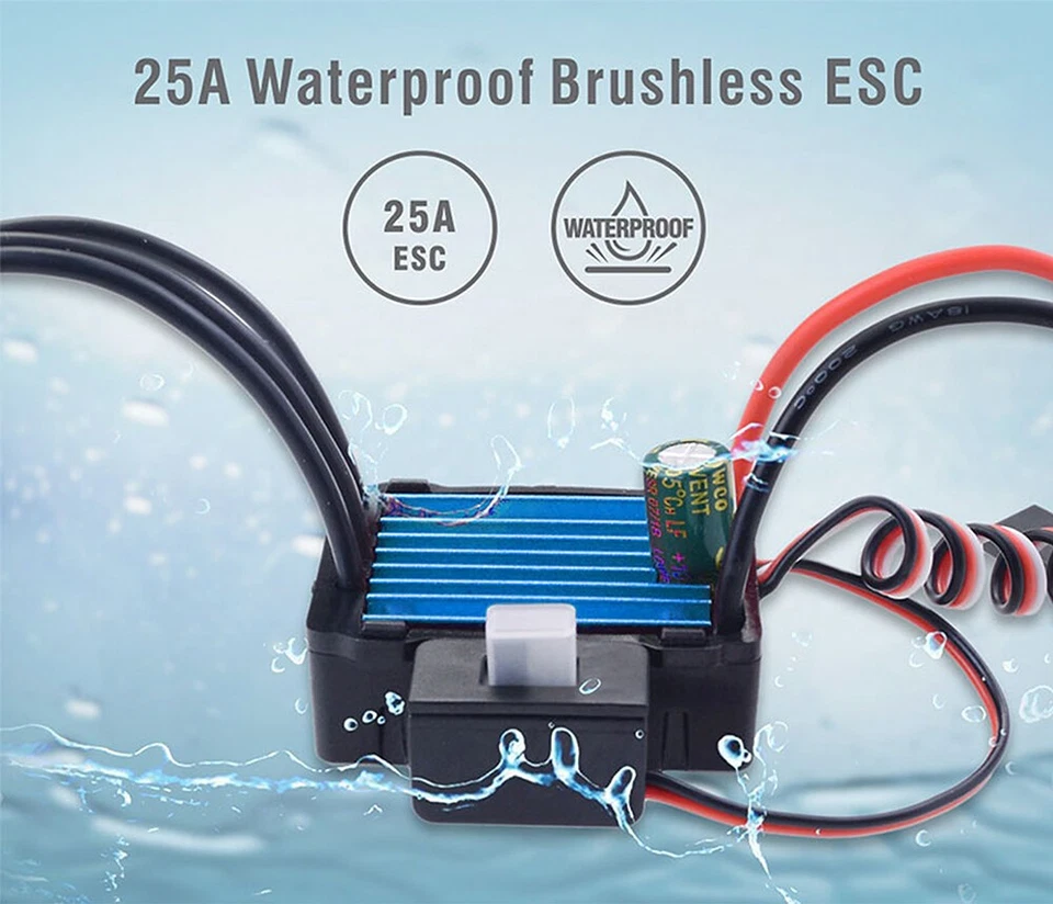 2430 8200/5800/7200KV Motor &25A ESC for 1/18 1/16 HSP HPI Tamiya RC On-road Car - Image 2 of 4