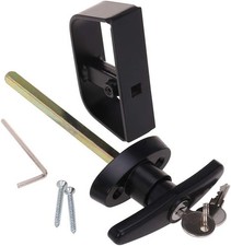 4 " T-Handle Shed Door Lock Handle with 4  1kit, Black