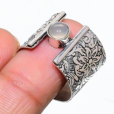 Ring Rose Quartz Gemstone Handmade 925 Sterling Silver Jewelry Size 7.5 A183