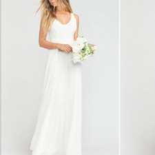 NWT Show Me Your Mumu Jenn Maxi Dress Ivory Chiffon Wedding Bridesmaid X-Small