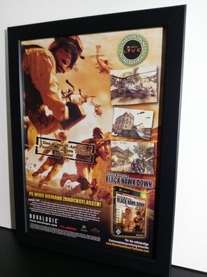 Rare Black Hawk Down XBox PS2 Werbeblatt Poster Gerahmt Ad Page Framed Werbung 