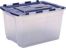 Plastic Storage Box with Lid BANKERS BOX 55L Storage Tote Box Stackable (3 Pack)