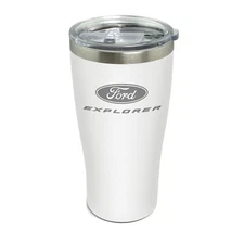 Ford Explorer 20 oz Laser Etched Logo White Stainless Steel Travel Tumbler Mug