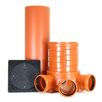 KARMAT/Dyka KG Schacht Abwasserschacht DN400/160 - Rohr DN400, DN315 - Deckel DN315 - Kanal Entwässerung Komplett SET