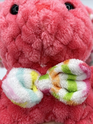 Peluche KellyToy coniglietto coniglio rosa diamante strisce con fiocco cravatta 8" 2016 - Foto 18 di 21