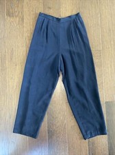 TALBOTS Classic Pure Silk Pants Trousers Lined Black High Rise Pleated Size 12