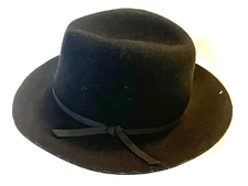 House of Harlow 1960 BLACK Wool Fedora Hat Women's One Size Adjustable