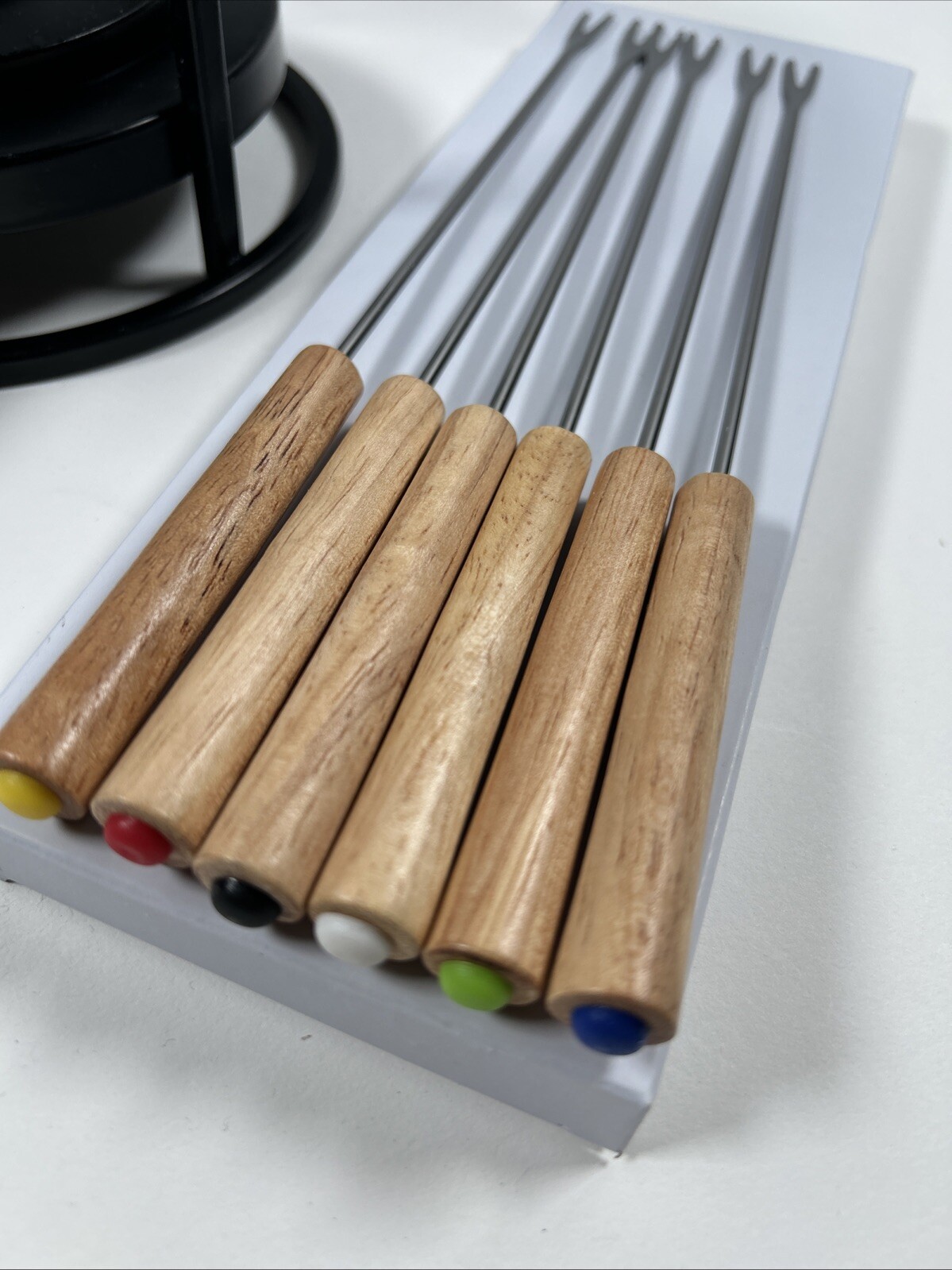 Emile Henry Flame Fondue Set 2.6 Quart Burgundy Ceramic w/Forks & Stand France