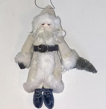 Target WONDERSHOP Fabric White Santa W/ Tree Christmas Tree Ornament 7  