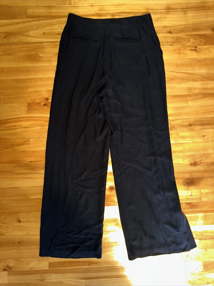 Pantalones ROBERT RODRIGUEZ Detalle de abertura lateral Pierna ancha 100% SEDA 10 negros $365 Foto 3 de 4