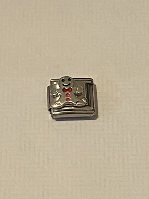 New Silver Ginger Bread Man Charm Fits 9mm Classic Italian Bracelet
