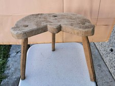 ANTIGUO TABURETE ANTIGUO MADERA PRIMITIVA HECHO A MANO SILLA TRÍPODE PATAS RÚSTICO 19