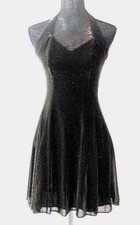 Jump black gold shimmer dress halter cocktail fit and flare mini gown 3 4 NEW