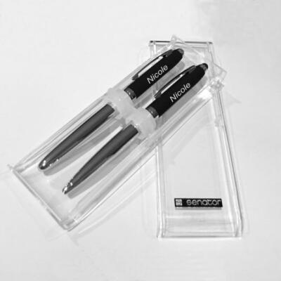 SENATOR Schreibset Drehkugelschreiber und Rollerball mit Ihrer Gravur im Etui