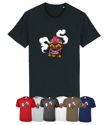 Lustige Rauchen Gras Tiki Maske Crash Bandicoot Gamer Parodie Neuheit Maske T-Shirt 