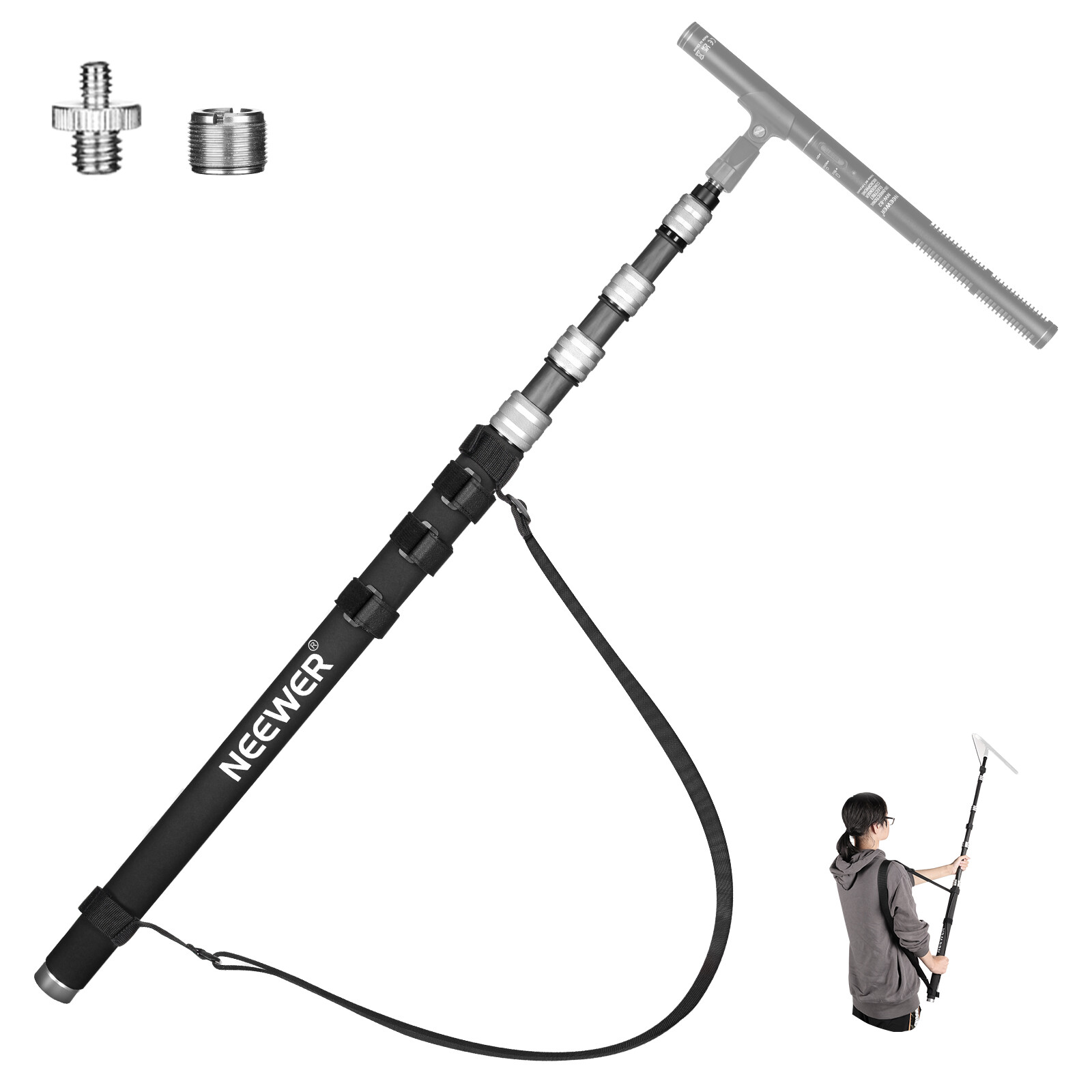 300cm Carbon Fiber Telescopic Microphone Boom Pole Arm for Professional Audio-image