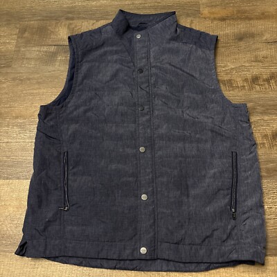 Greg Norman Vest Mens Large Blue Golf Performance Full Zip Up Snap Tech  Casual