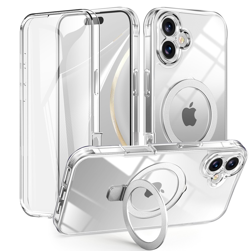 For iPhone 16 Pro Max/Plus Magnetic Stand Case with Built-in Screen Protector