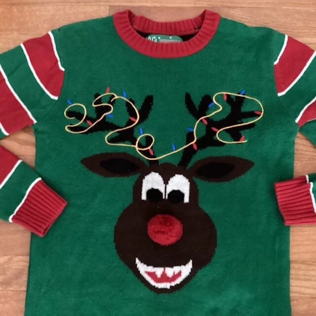 Ugly Christmas Sweater Rudolph The Red Nose Reindeer Size Small (S) Peppermints