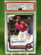 2022 Bowman Chrome Yasser Mercedes 1ST Prospect AUTO PSA 10 GEM MINT 💎Twins
