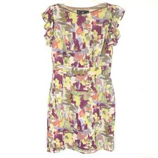 Anthropologie James Coviello Petal Impressions Sheath Dress Medium Ruffle Sleeve