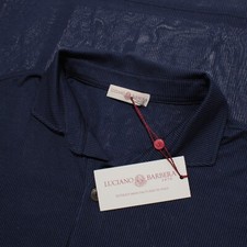 Luciano Barbera NWT Short Sleeve Polo Shirt Size Medium in Blue 100 Cotton
