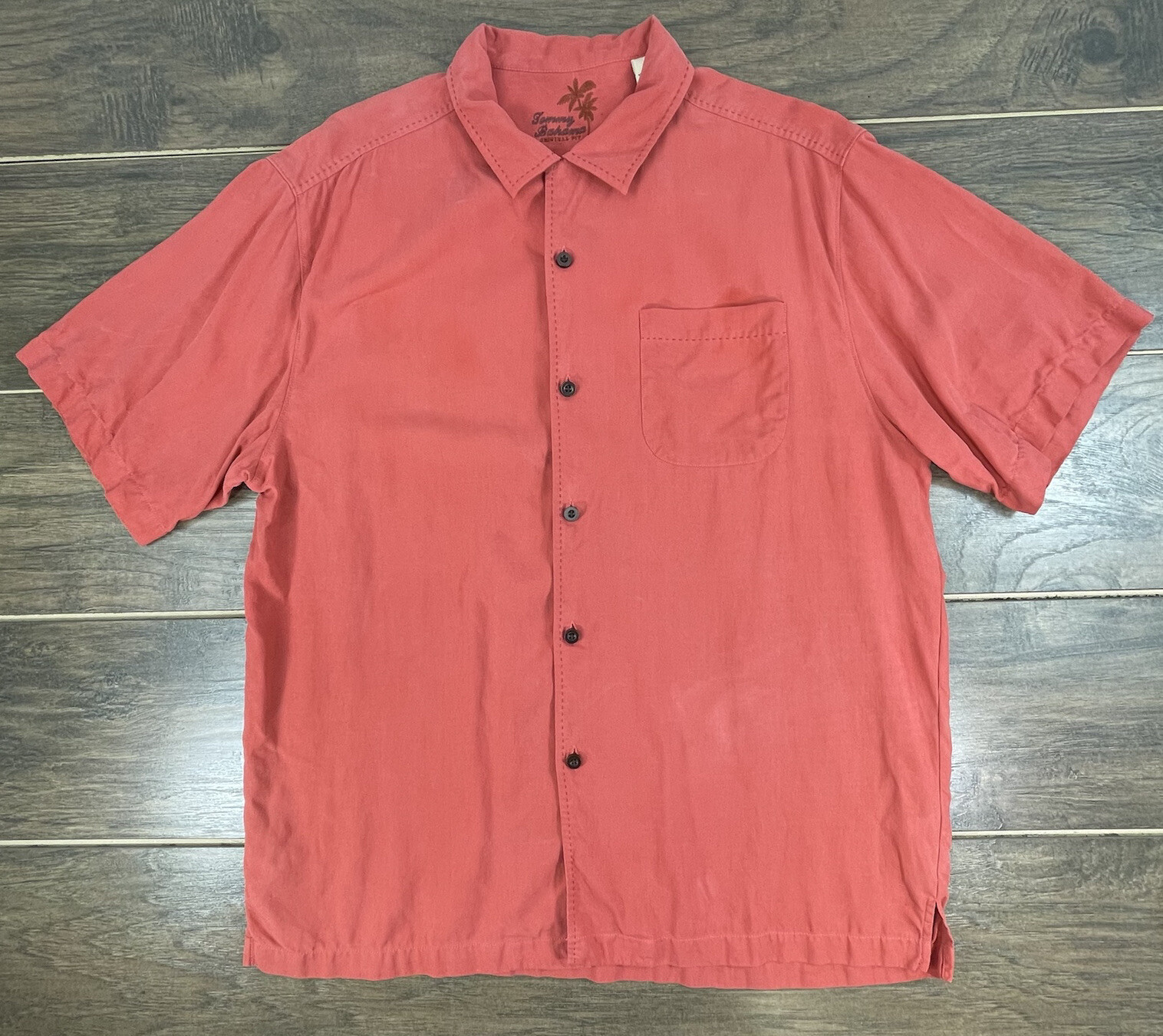 Camicia da uomo Tommy Bahama Salomon Hawaii Solido Bottone Manica Corta Lettura Grande