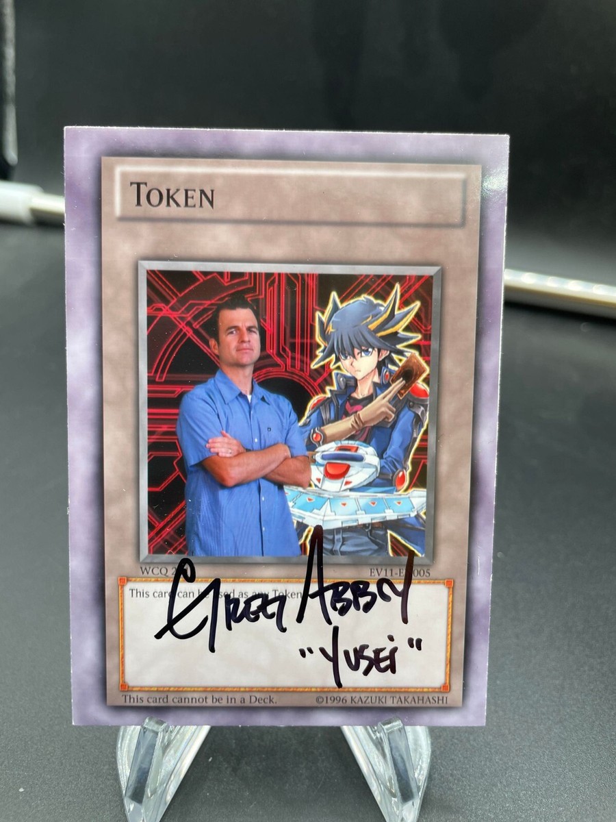 Signed Yusei Fudo Voice Actor Token w/Character Greg Abbey Yugioh
