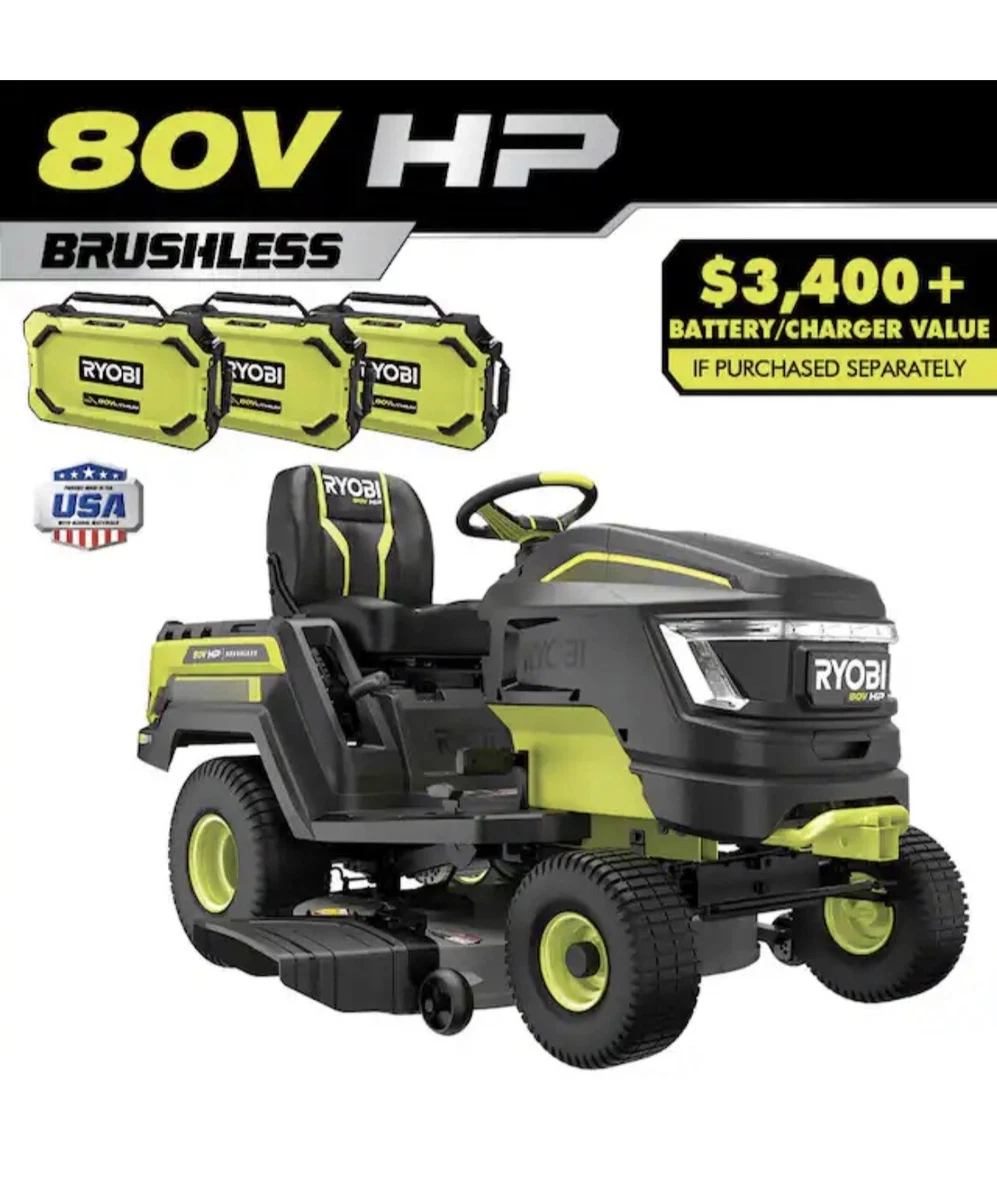 Ryobi 80V HP Brushless 42in Electric Riding Lawn Tractor minor shipping damage