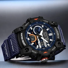 Men Watch Big Dial Digital Analog Luminous Waterproof Sport Diver Boy Wristwatch
